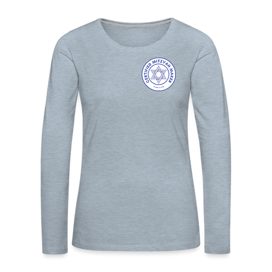 Certified Mitzvah Maker Badge Women's Premium Long Sleeve T-Shirt - heather ice blue