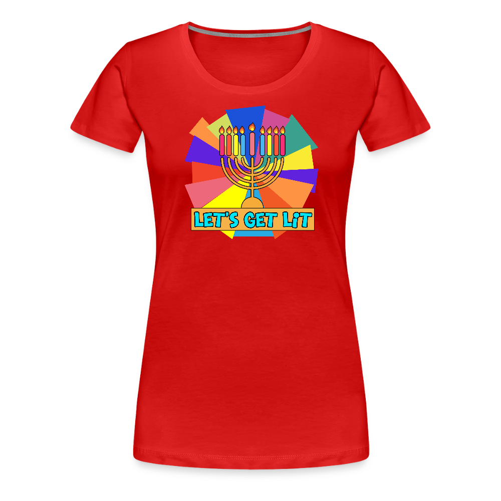 Glow & Get Lit Chanukah Menorah Women’s Premium T-Shirt - red