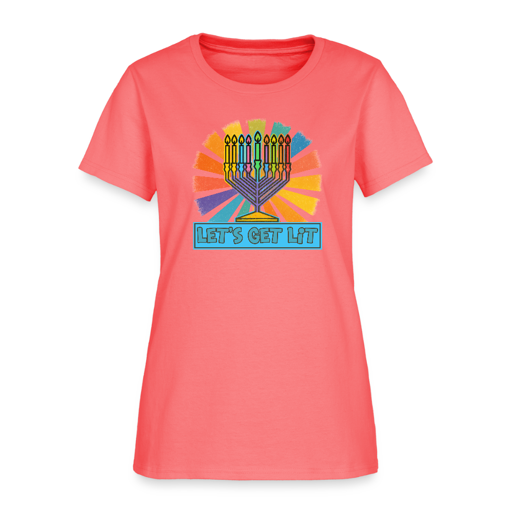 Radiant Retro Let's Get Lit Women's T-Shirt - coral