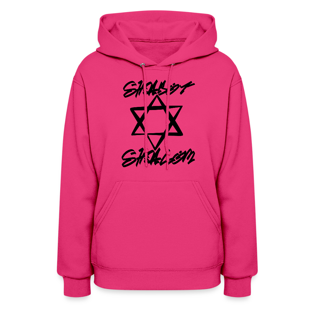 Shabbat Shalom Graffiti Star Women's Hoodie - fuchsia