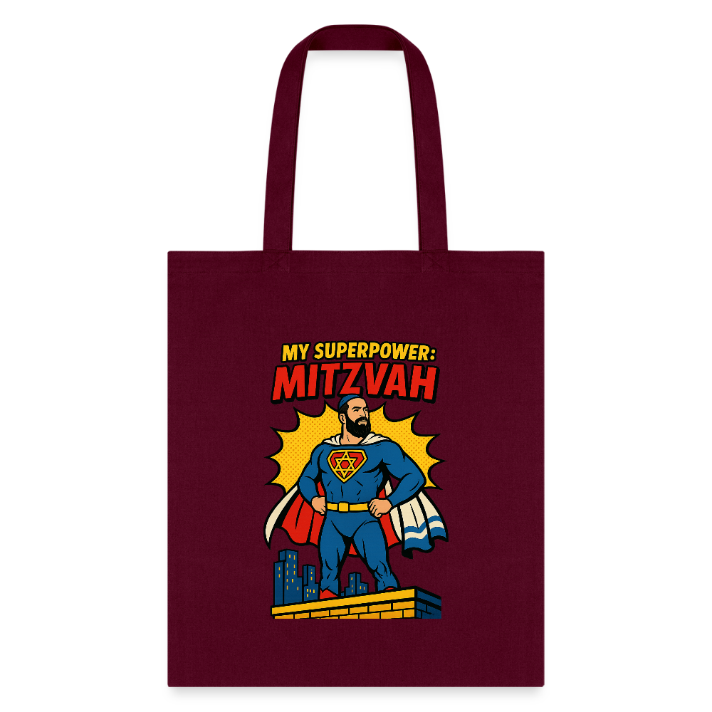 My Superpower: Mitzvah Tote Bag - burgundy
