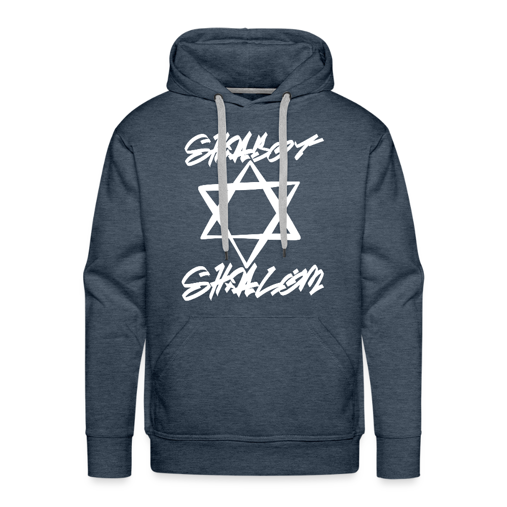 Shabbat Shalom Graffiti Light Star Men’s Premium Hoodie - heather denim