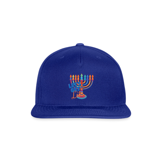 Let’s Get Lit Menorah Snapback Baseball Cap - royal blue