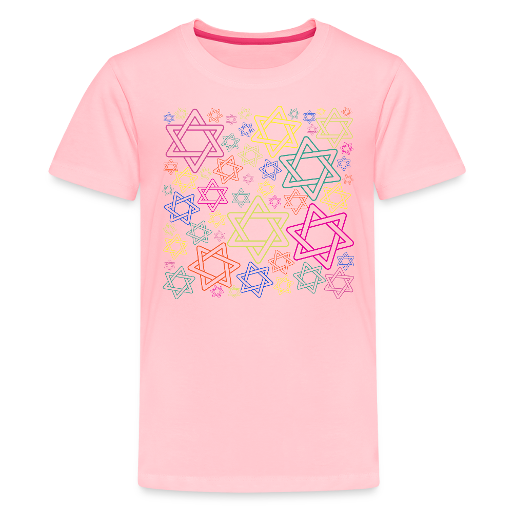 Neon Star of David Festival Kids' Premium T-Shirt - pink