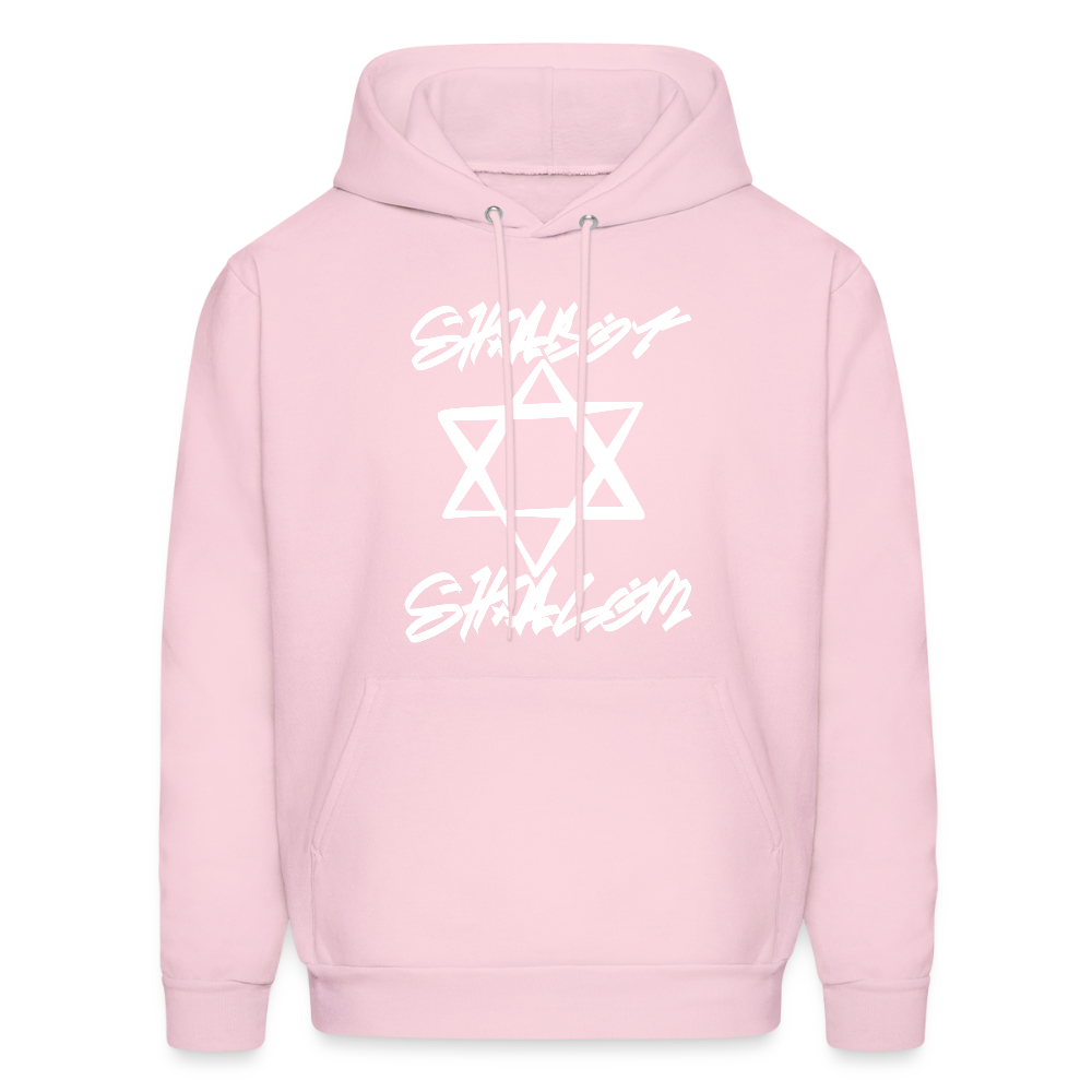 Shabbat Shalom Graffiti Light Star Men's Hoodie - pale pink
