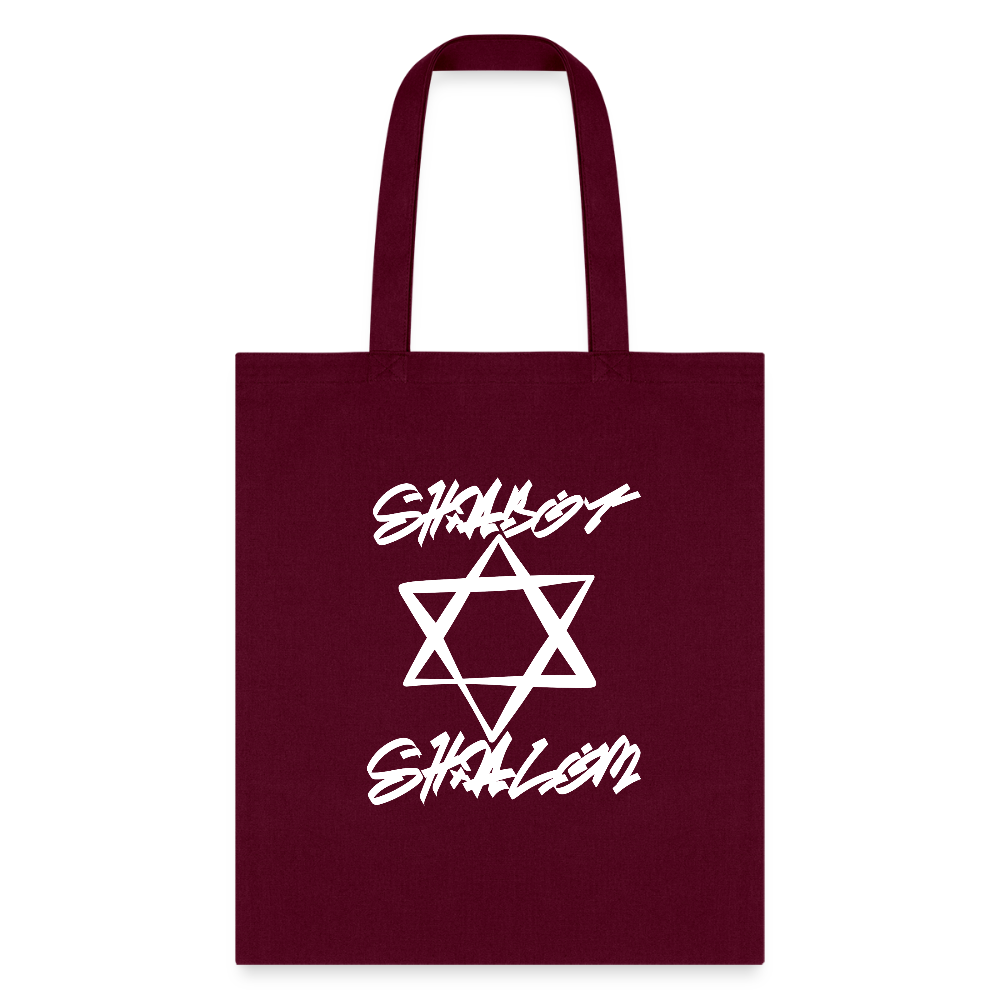 Shabbat Shalom Graffiti Light Star Tote Bag - burgundy