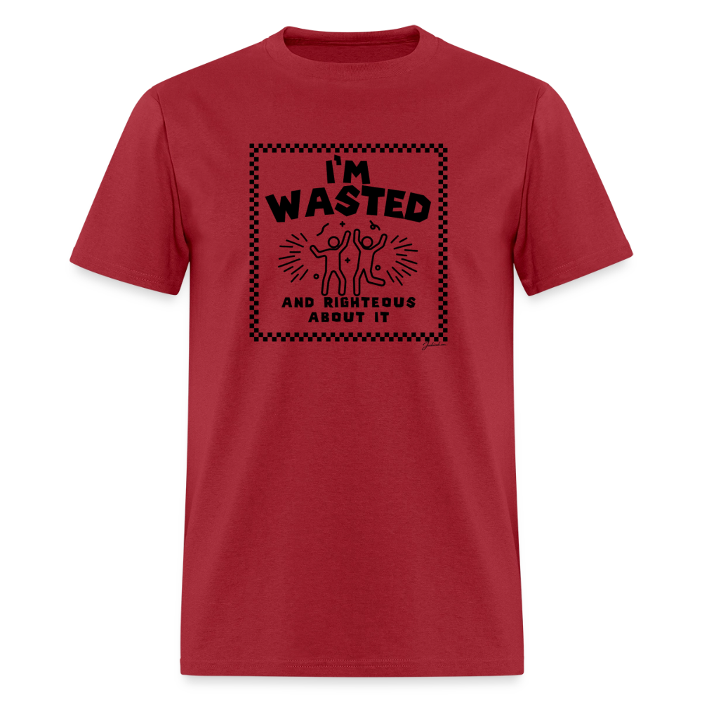 Wasted & Righteous Men's T-Shirt | GILDAN 5000 - dark red