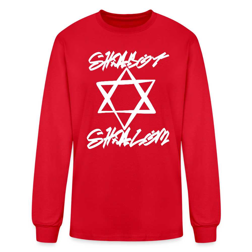 Shabbat Shalom Graffiti Light Star Men's Long Sleeve T-Shirt - red