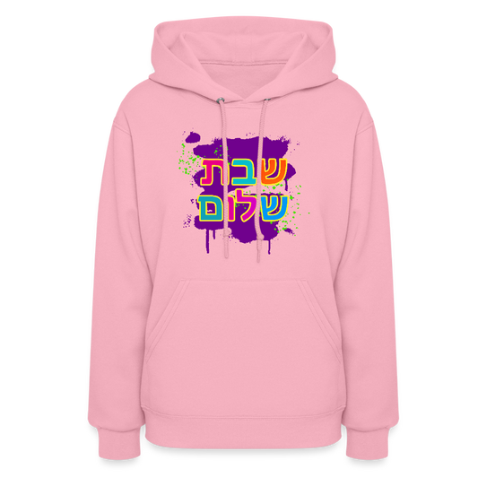 Shabbat Shalom Neon Pop Women's Hoodie - classic pink