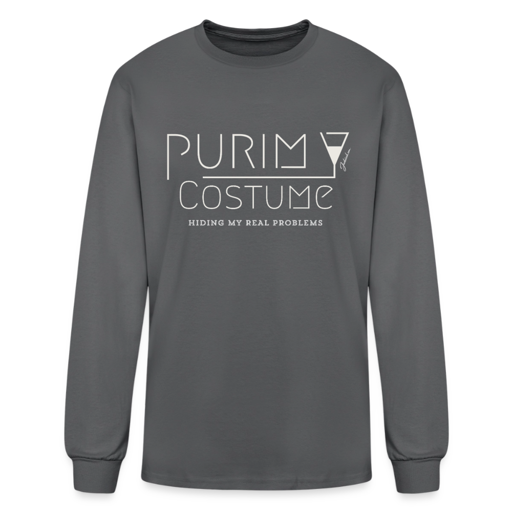 Purim Costume Men's Long Sleeve T-Shirt - charcoal