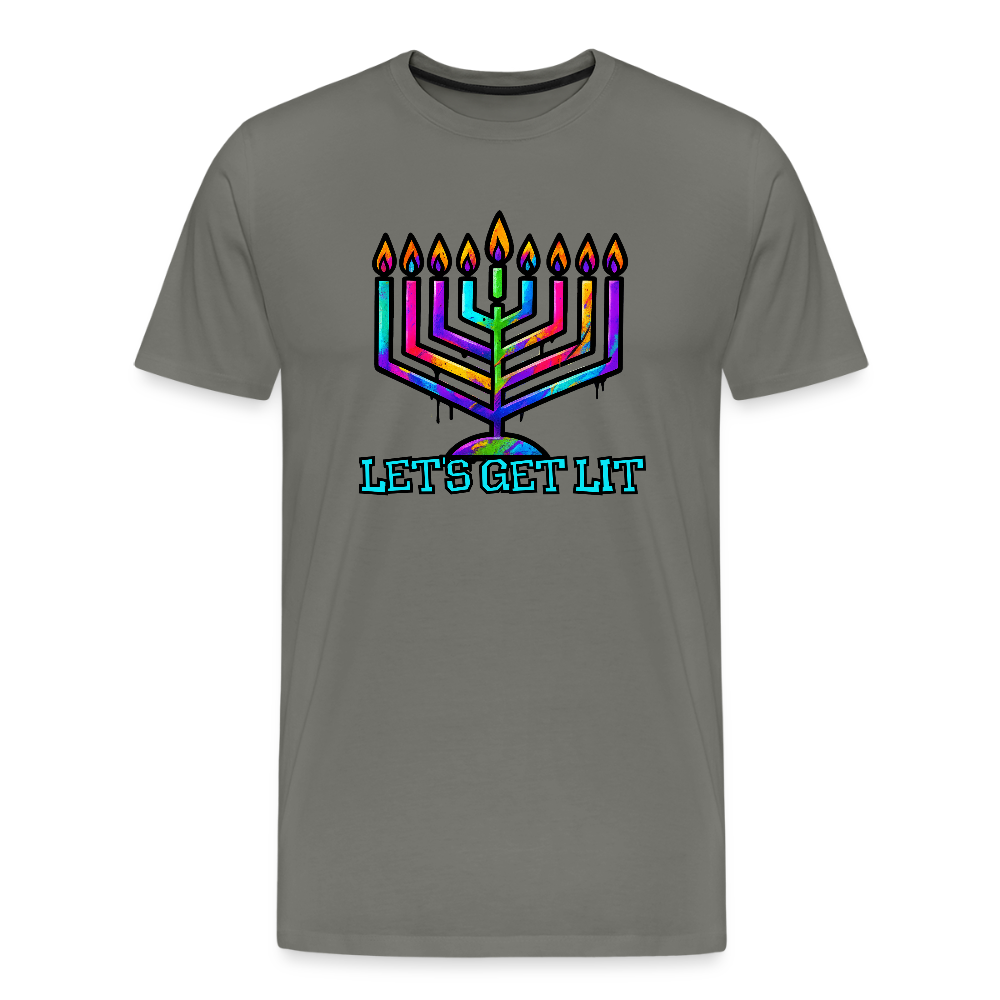 Let's Get Lit Chabad Menorah Men's Premium T-Shirt - asphalt gray