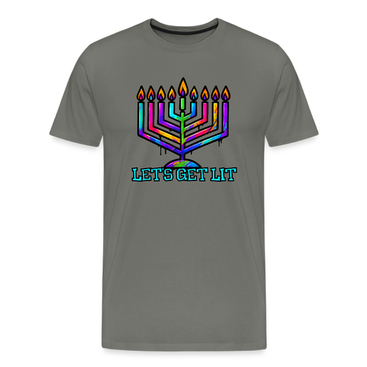 Let's Get Lit Chabad Menorah Men's Premium T-Shirt - asphalt gray