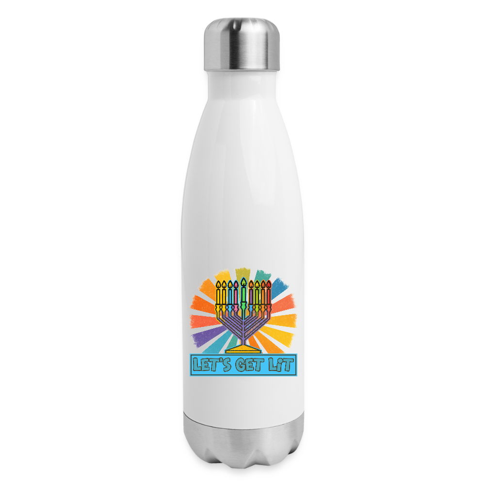 Radiant Retro “Let’s Get Lit” Menorah Insulated Stainless Steel Water Bottle - white