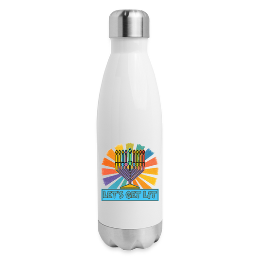 Radiant Retro “Let’s Get Lit” Menorah Insulated Stainless Steel Water Bottle - white