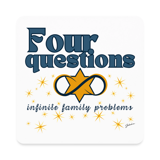 Four Questions Square Magnet - white