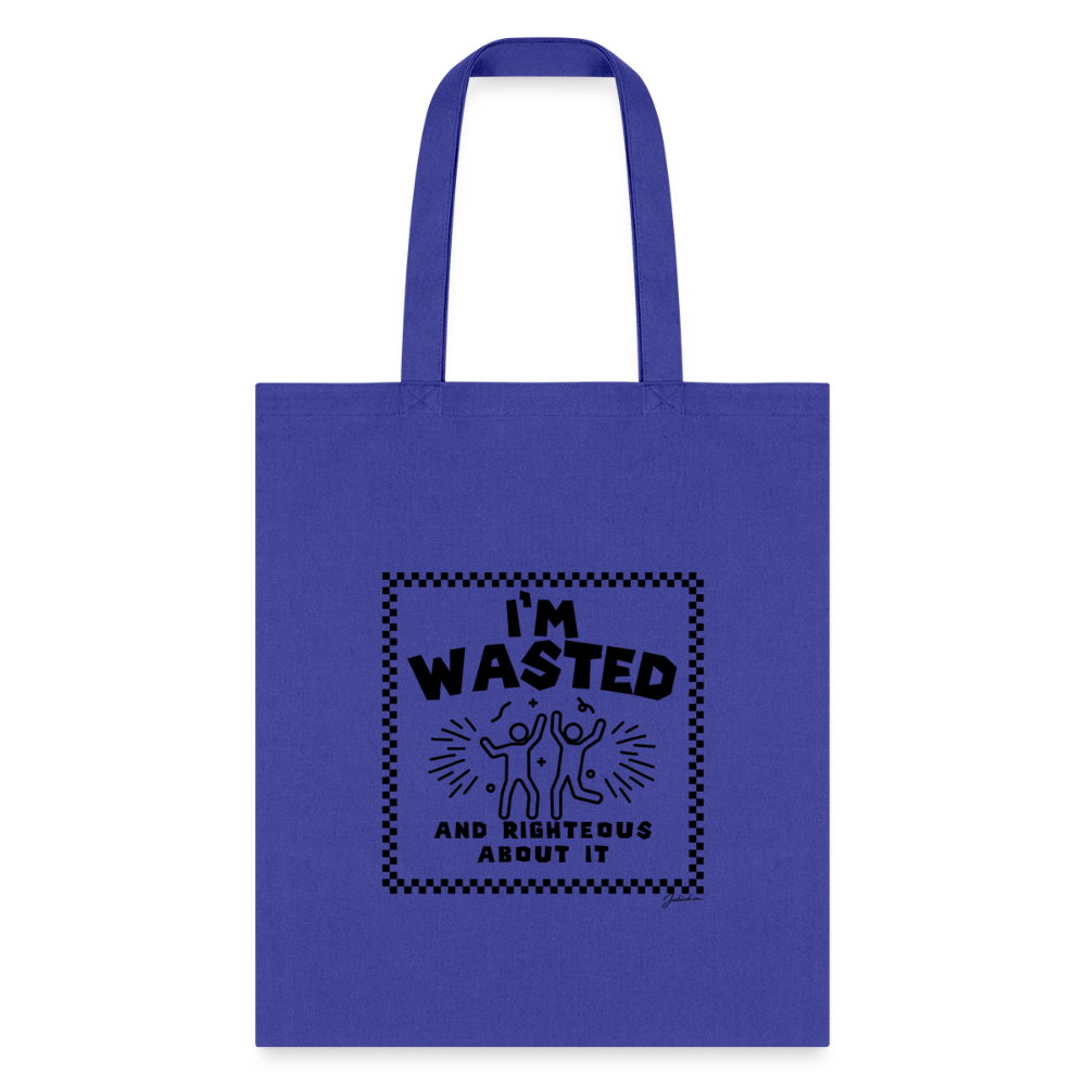 Wasted & Righteous Tote Bag - royal blue