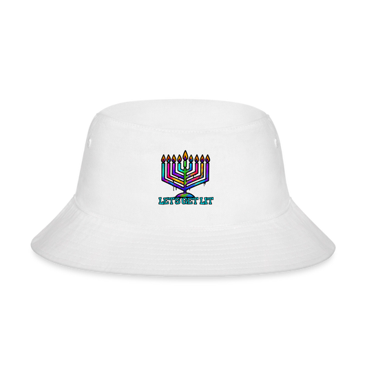 Let’s Get Lit Chabad Menorah Bucket Hat - white
