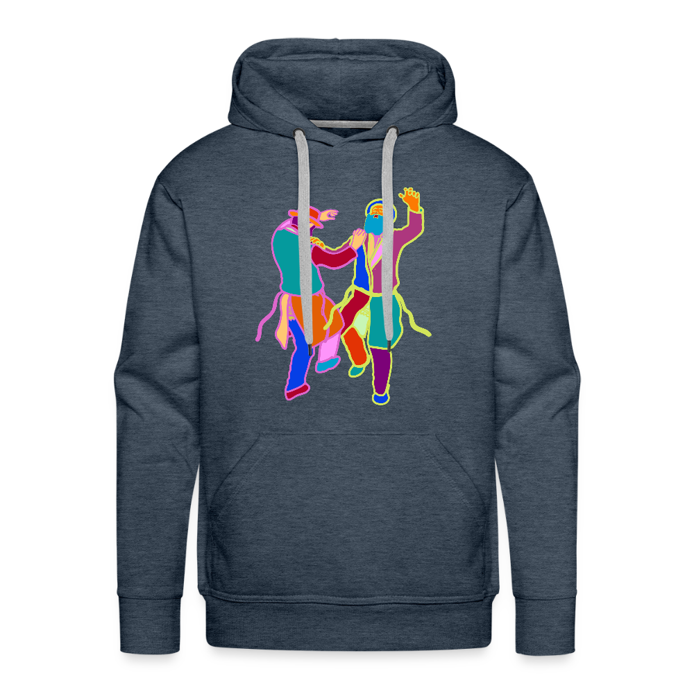 Colorful Dancing Rabbis Men’s Premium Hoodie - heather denim
