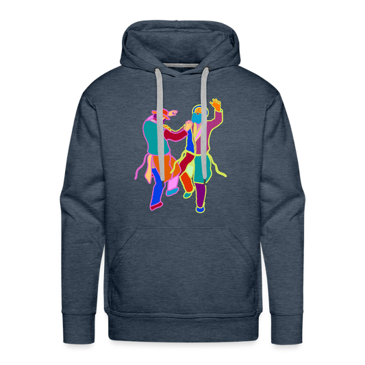Colorful Dancing Rabbis Men’s Premium Hoodie - heather denim