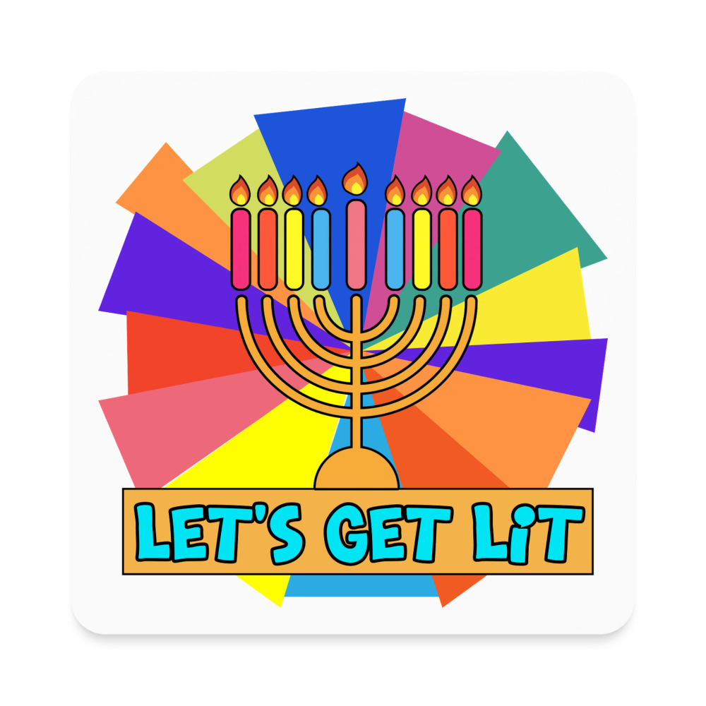 Glow & Get Lit Chanukah Menorah Square Magnet - white