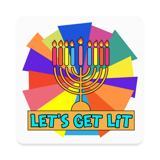 Glow & Get Lit Chanukah Menorah Square Magnet - white