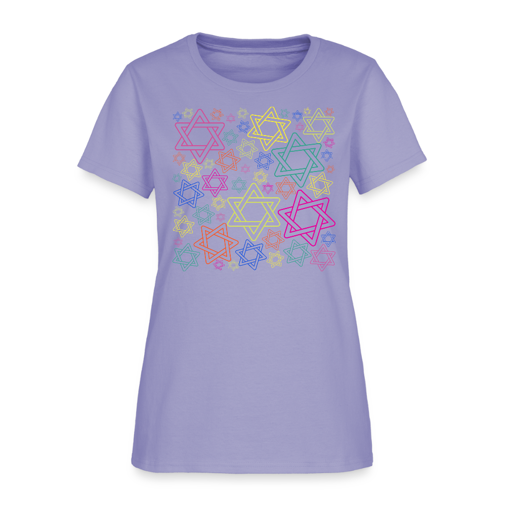 Neon Star of David Festival Women's T-Shirt - lavender