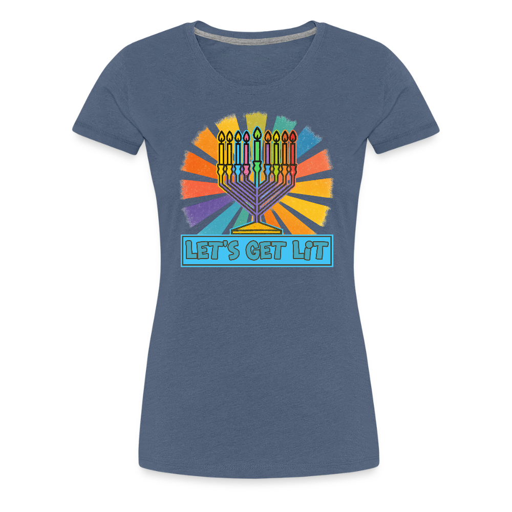 Radiant Retro Let's Get Lit Women’s Premium T-Shirt - heather blue