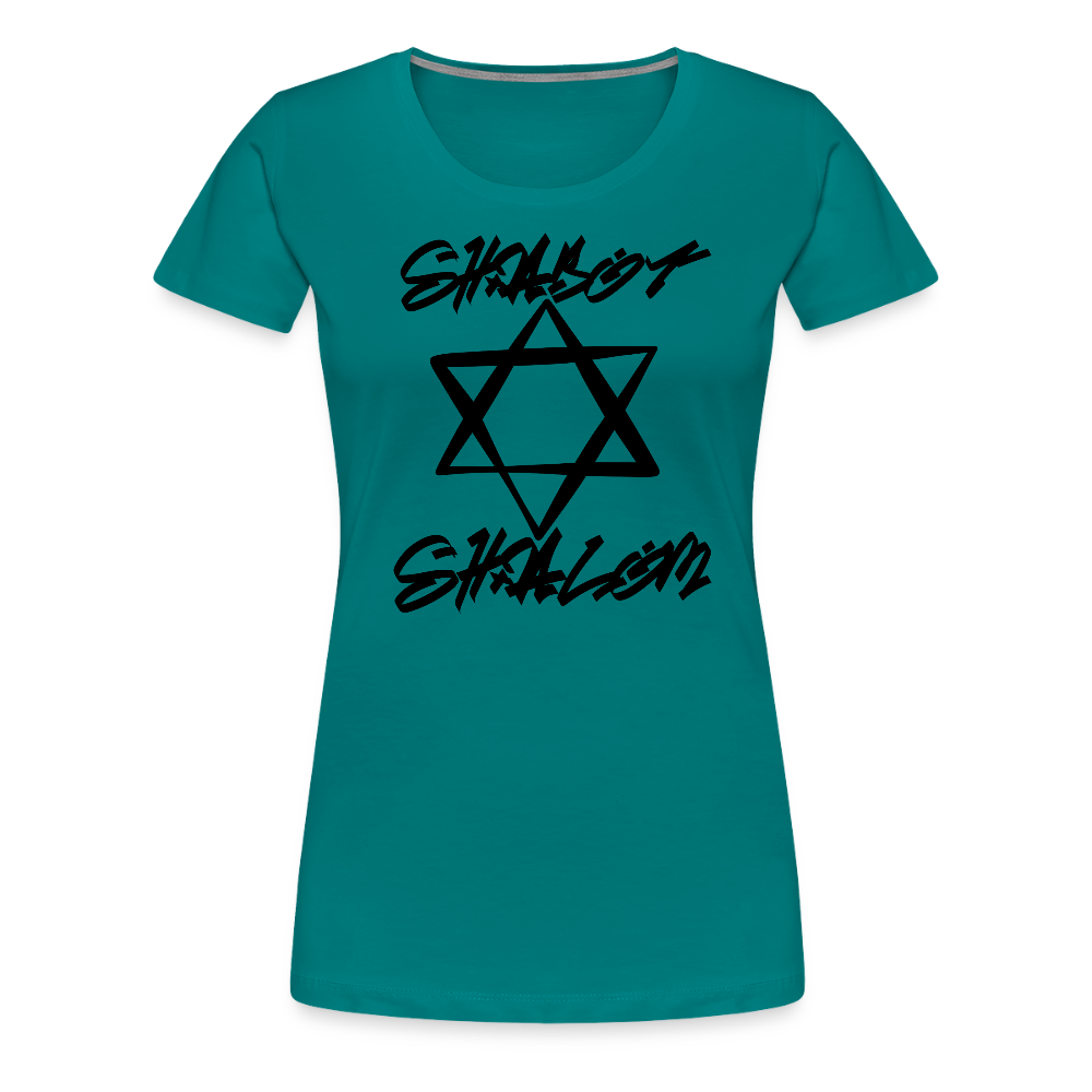 Shabbat Shalom Graffiti Star Women’s Premium T-Shirt - teal