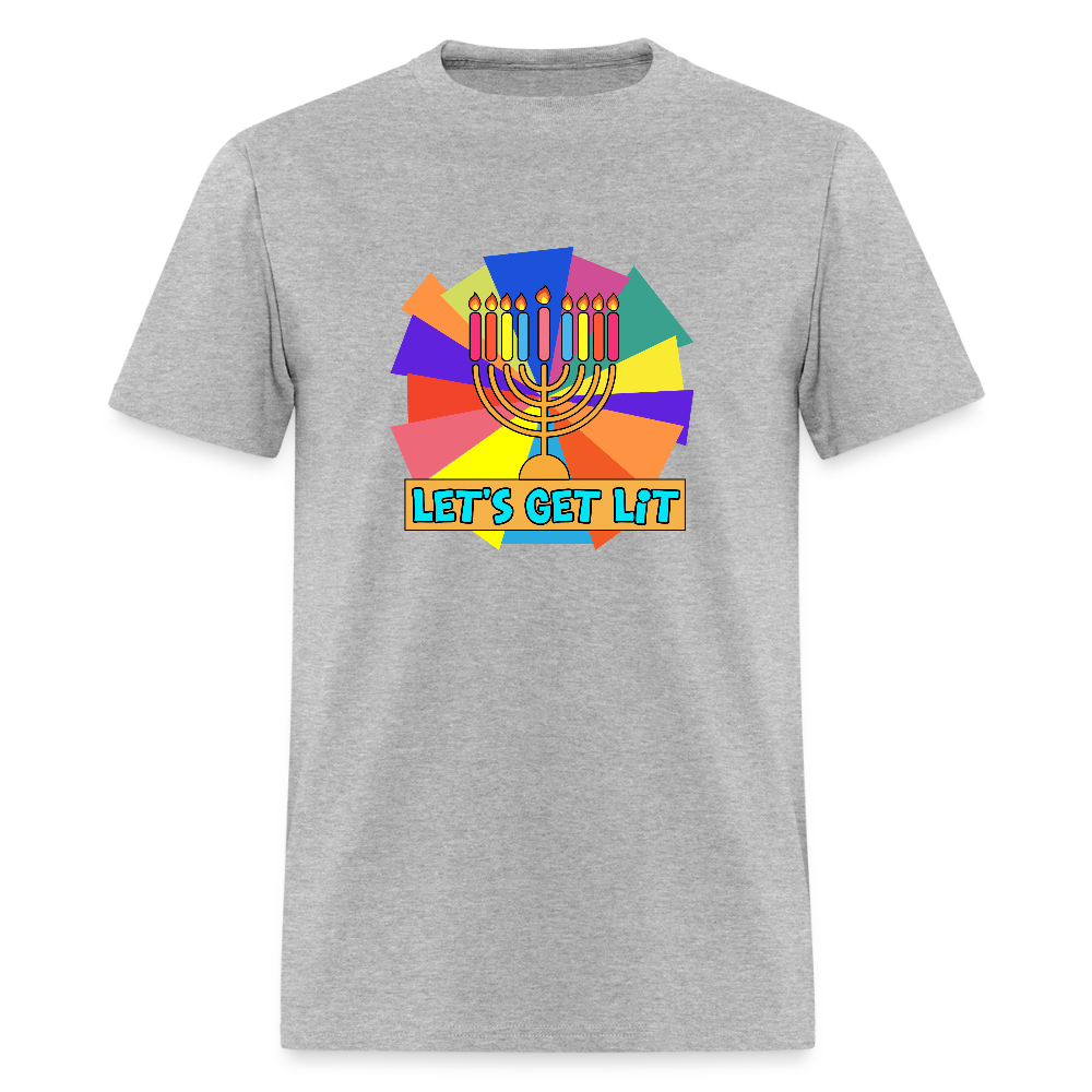 Glow & Get Lit Chanukah Menorah Men's T-Shirt | GILDAN 5000 - heather gray