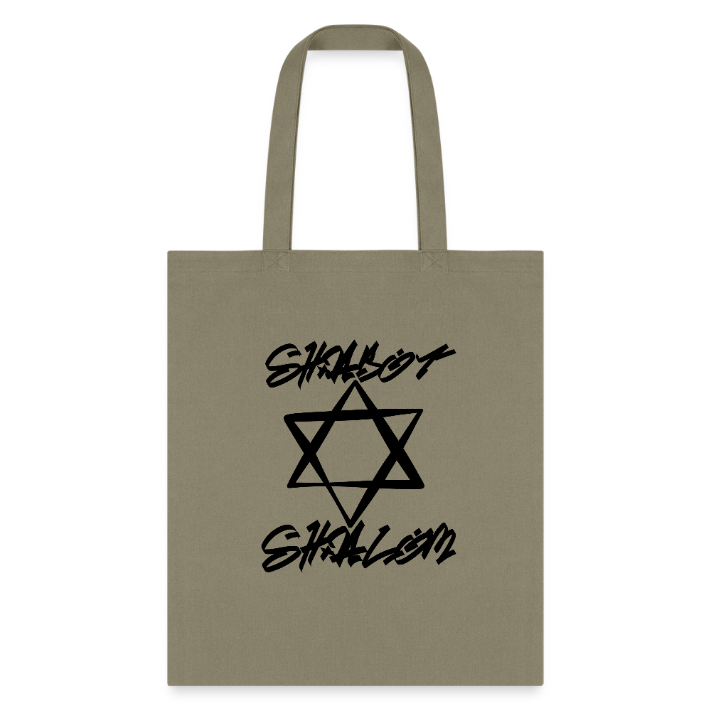 Shabbat Shalom Graffiti Star Tote Bag - khaki