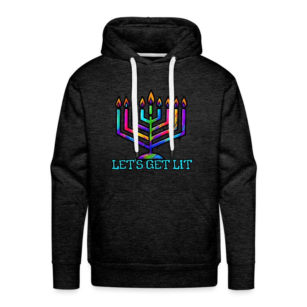 Let's Get Lit Chabad Menorah Men’s Premium Hoodie - charcoal grey