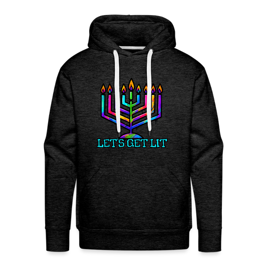 Let's Get Lit Chabad Menorah Men’s Premium Hoodie - charcoal grey