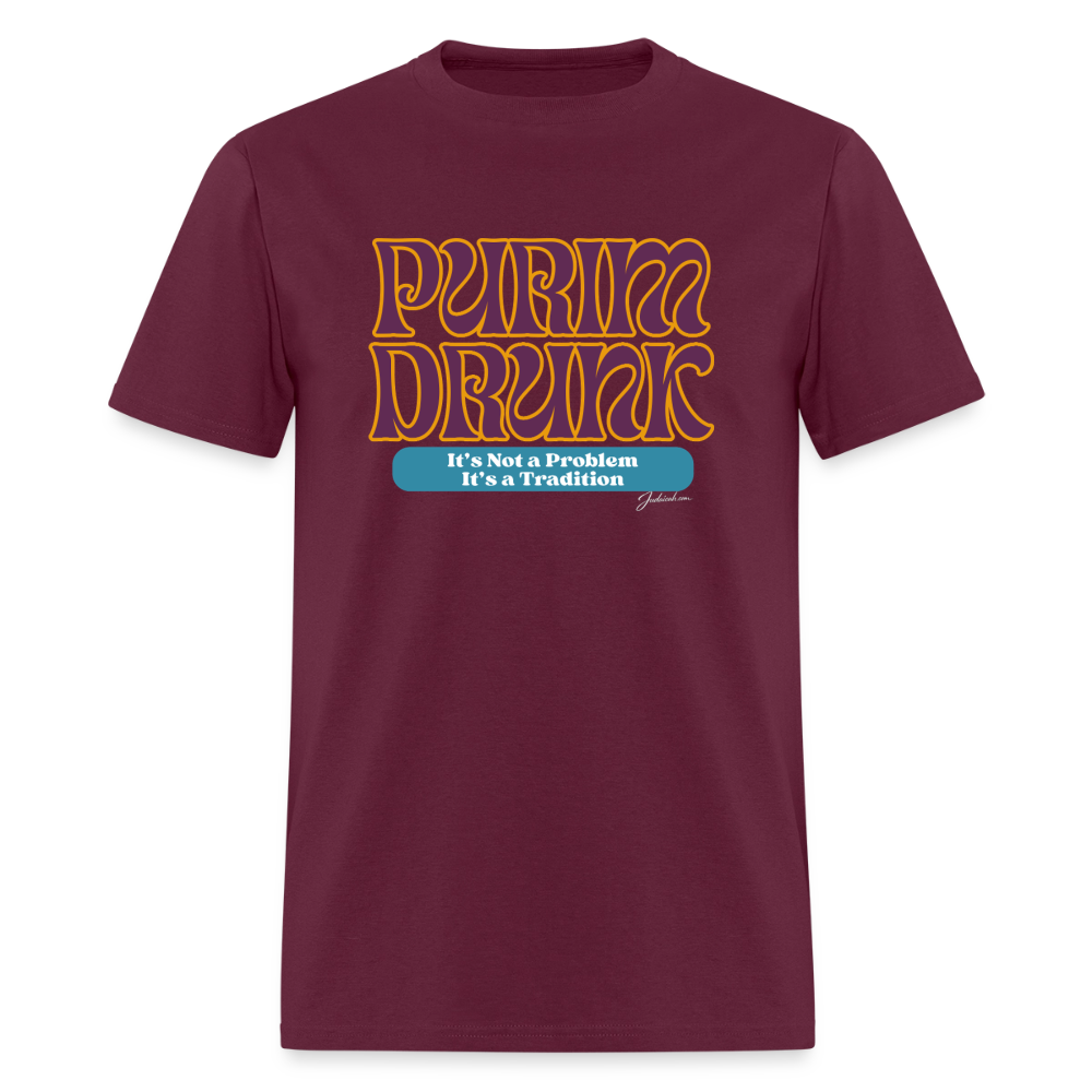 Purim Drunk Men's T-Shirt | GILDAN 5000 - burgundy