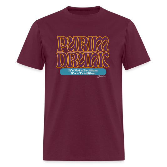Purim Drunk Men's T-Shirt | GILDAN 5000 - burgundy
