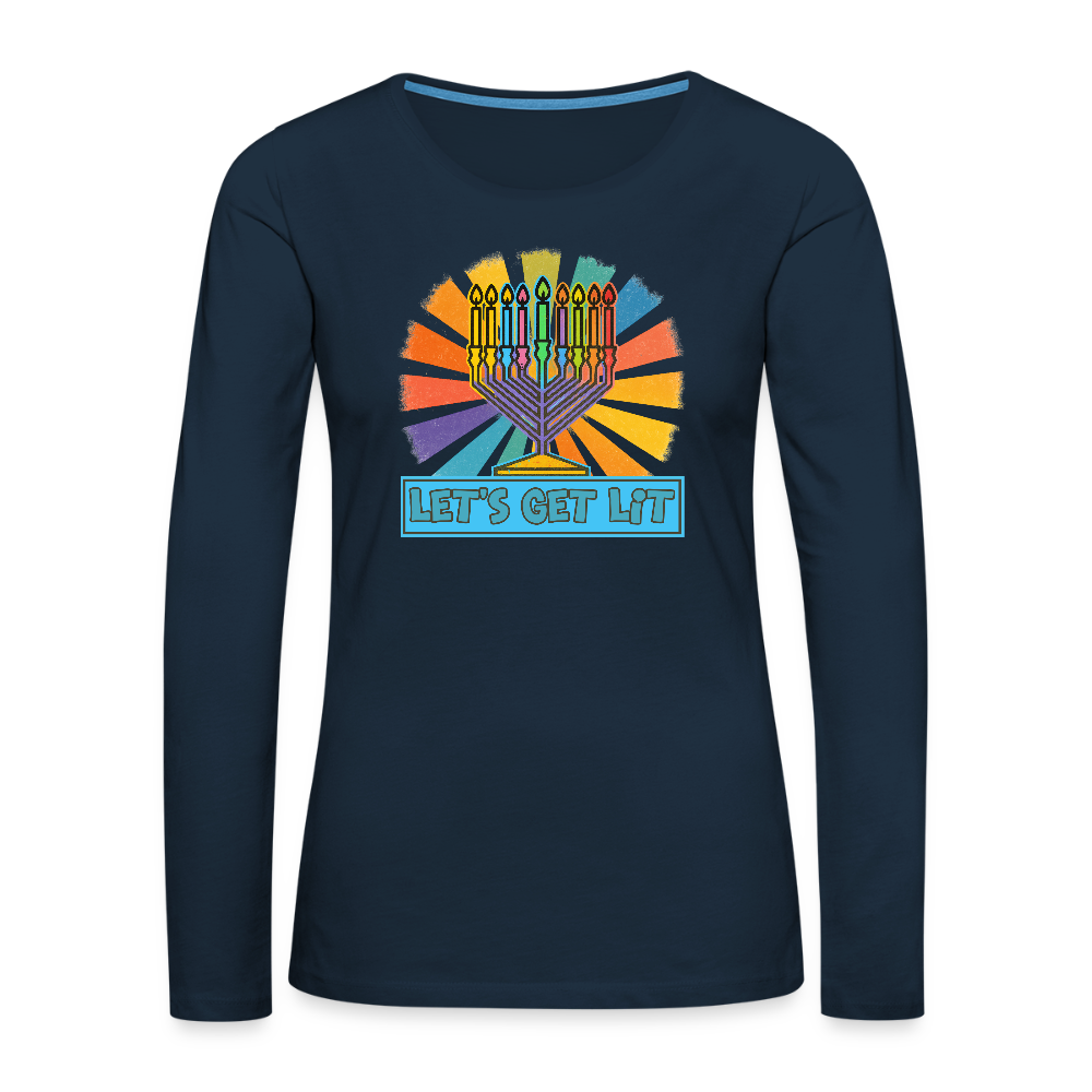 Radiant Retro Let's Get Lit Women's Premium Long Sleeve T-Shirt - deep navy