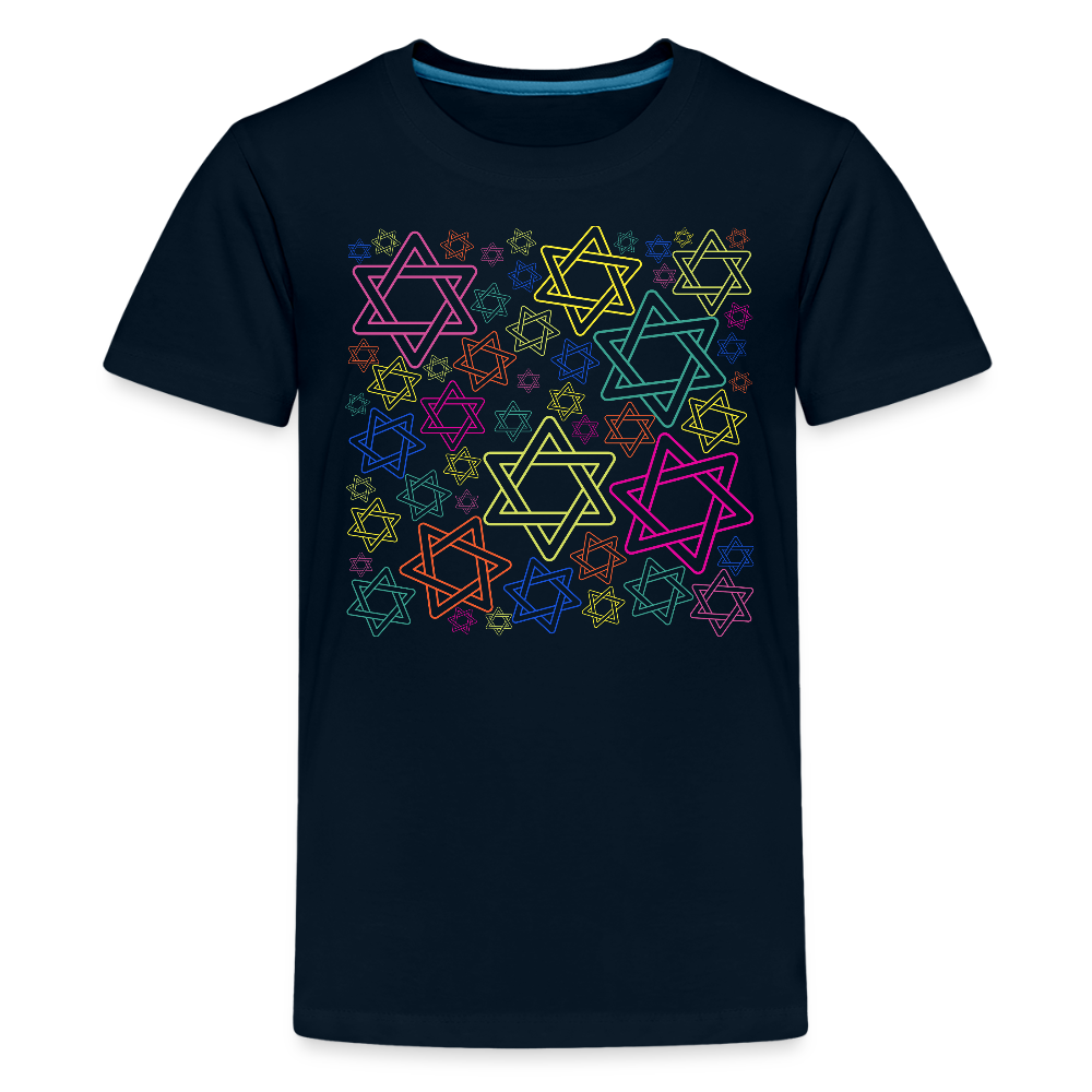 Neon Star of David Festival Kids' Premium T-Shirt - deep navy