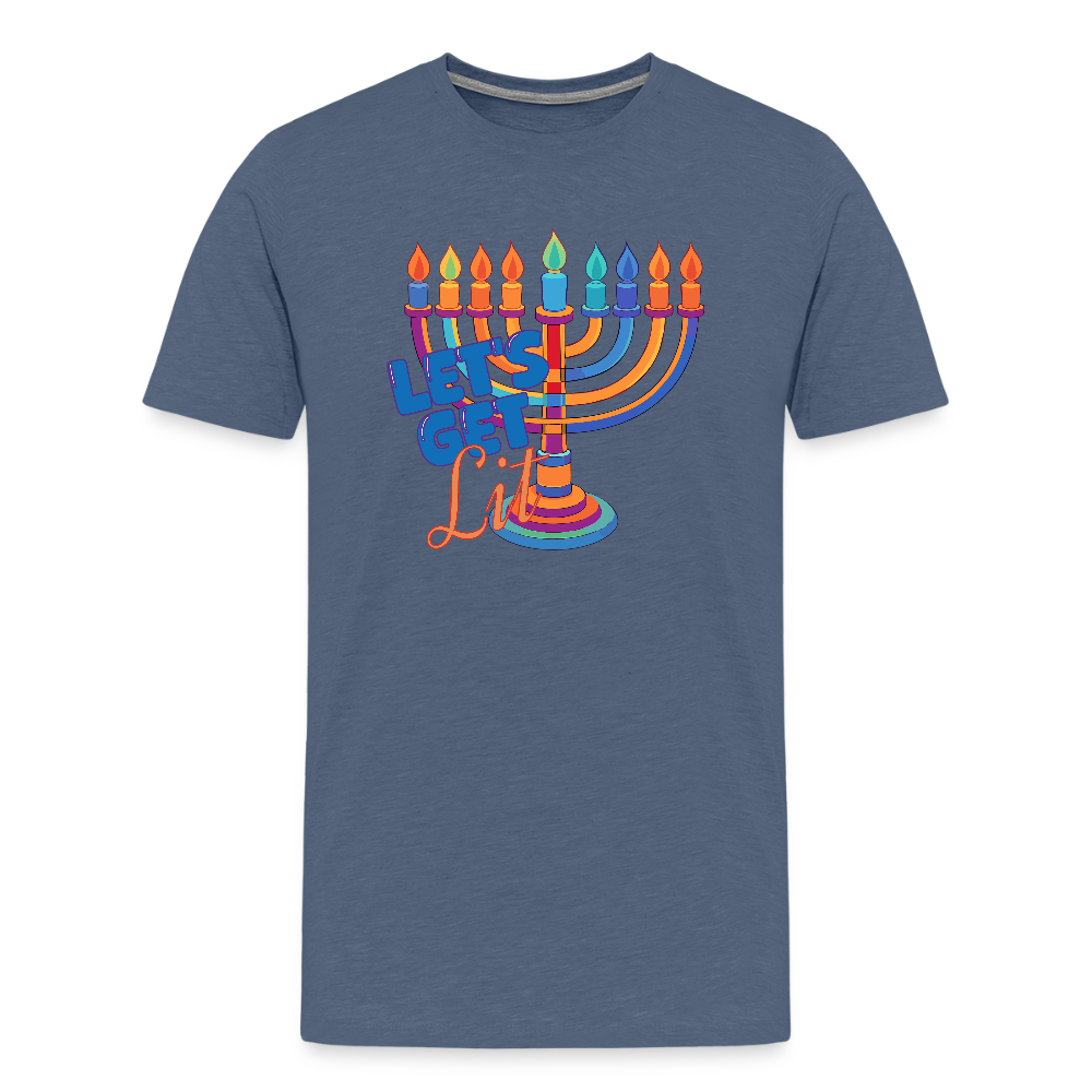 Let's Get Lit Menorah Men's Premium T-Shirt - heather blue