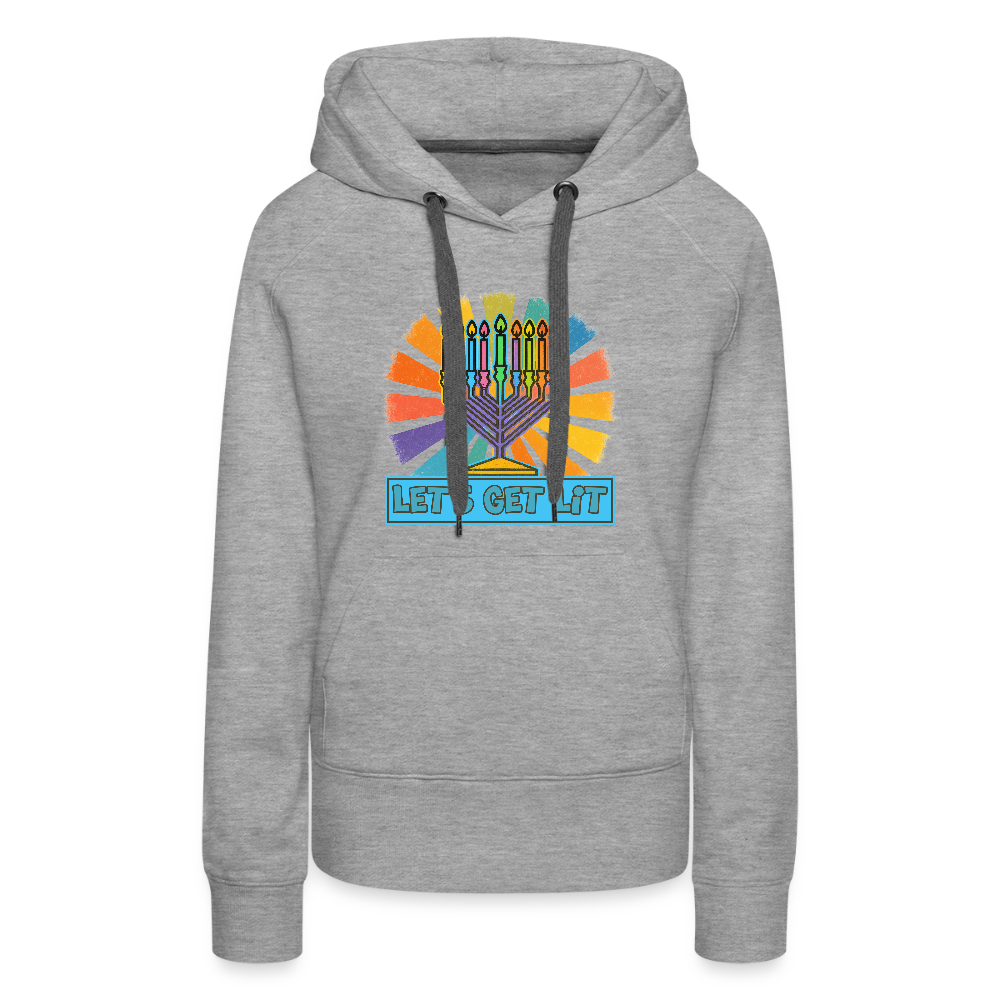 Radiant Retro Let's Get Lit Menorah Women’s Premium Hoodie - heather grey