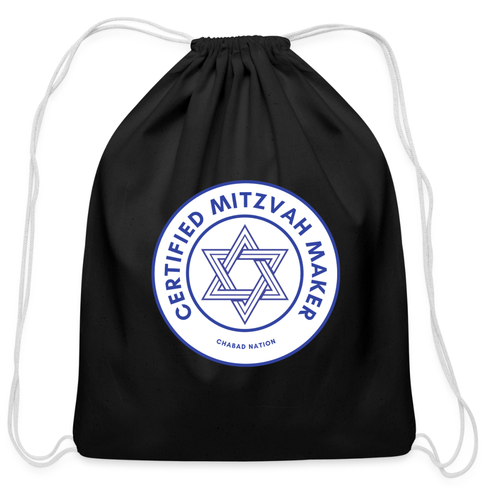 Certified Mitzvah Maker Cotton Drawstring Bag - black