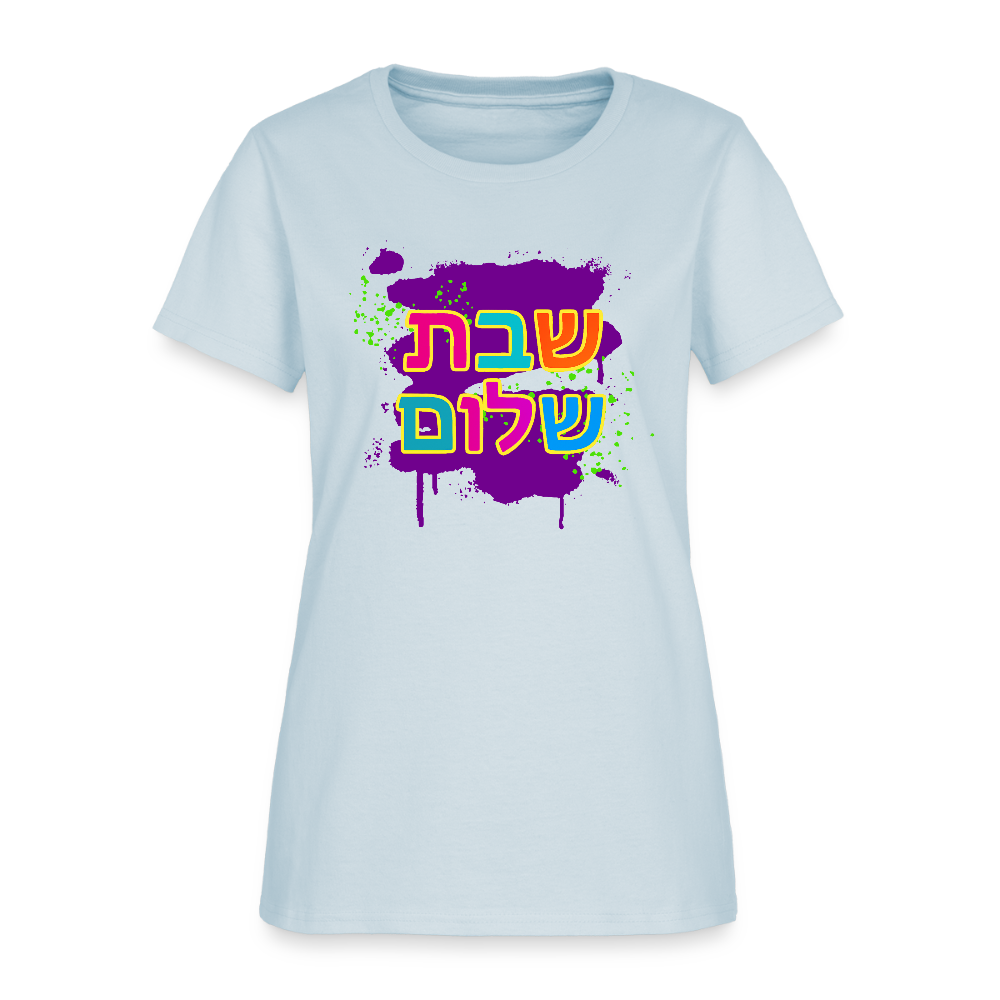Shabbat Shalom Neon Pop Women's T-Shirt - light blue