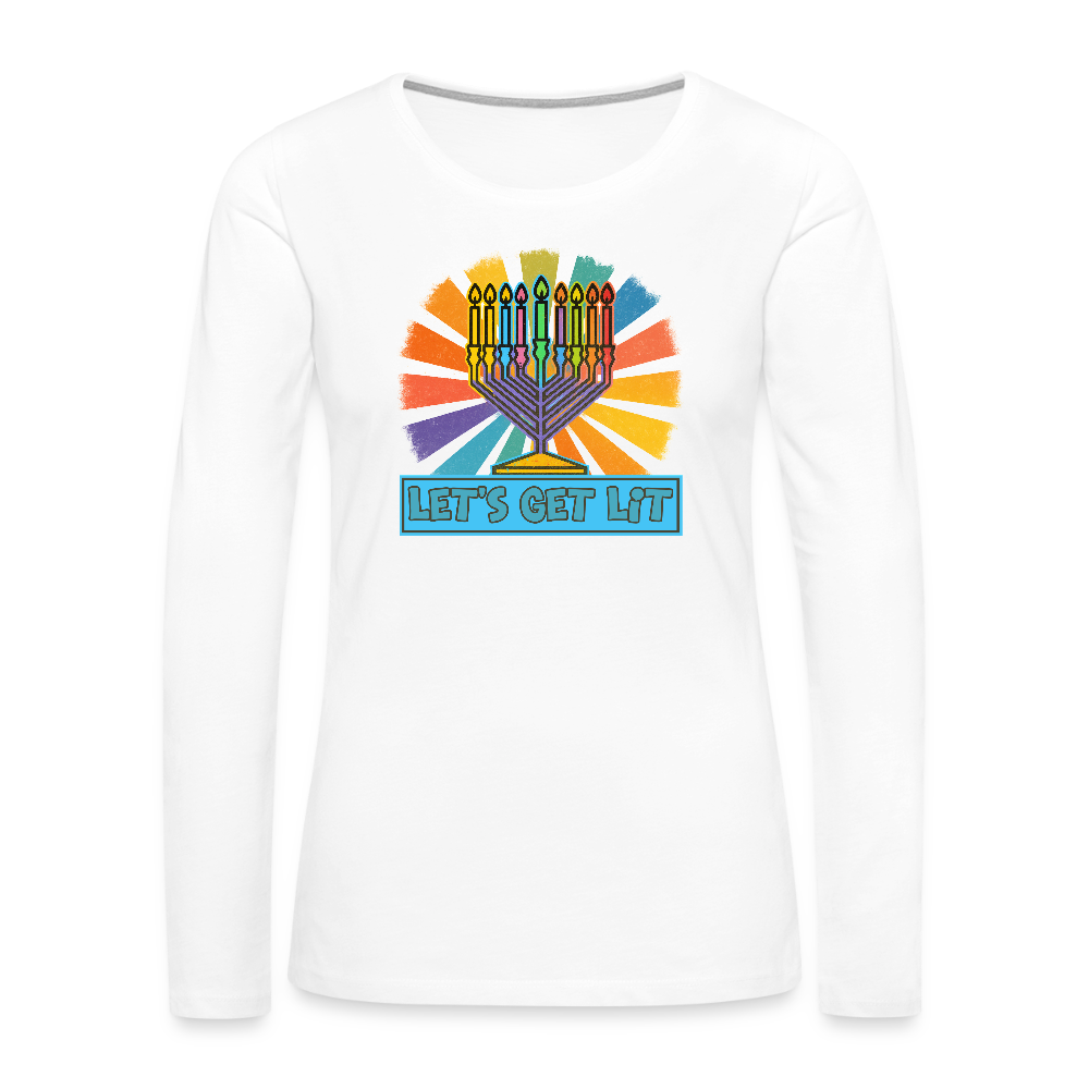 Radiant Retro Let's Get Lit Women's Premium Long Sleeve T-Shirt - white