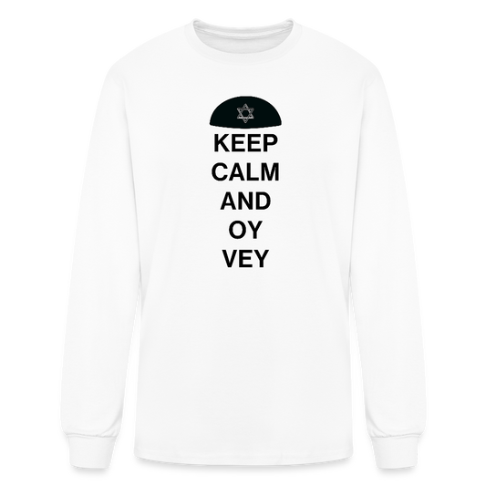 Keep Calm and Oy Vey Men's Long Sleeve T-Shirt - white