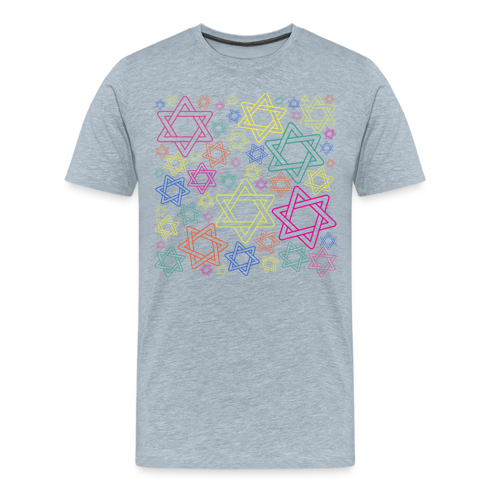 Neon Star of David Festival Men's Premium T-Shirt - heather ice blue