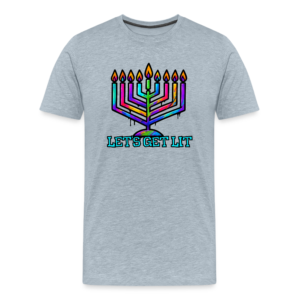 Let's Get Lit Chabad Menorah Men's Premium T-Shirt - heather ice blue
