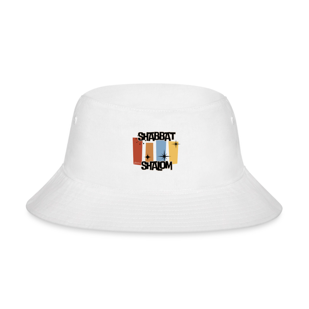 Retro Shabbat Bucket Hat - white