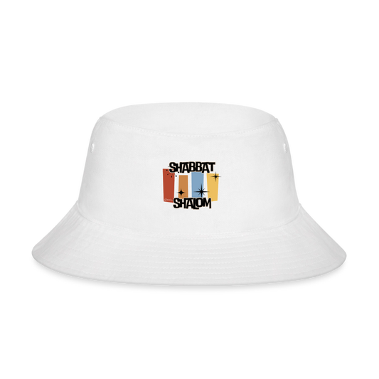 Retro Shabbat Bucket Hat - white