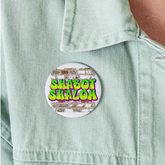 Shabot Shalom Brick 770 Graffiti Buttons large 2.2'' (5-pack) - white