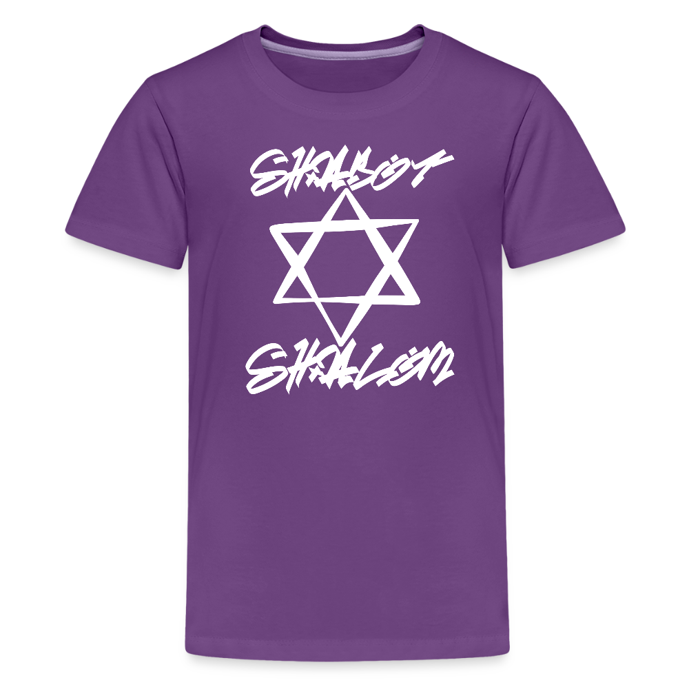 Shabbat Shalom Graffiti Light Star Kids' Premium T-Shirt - purple