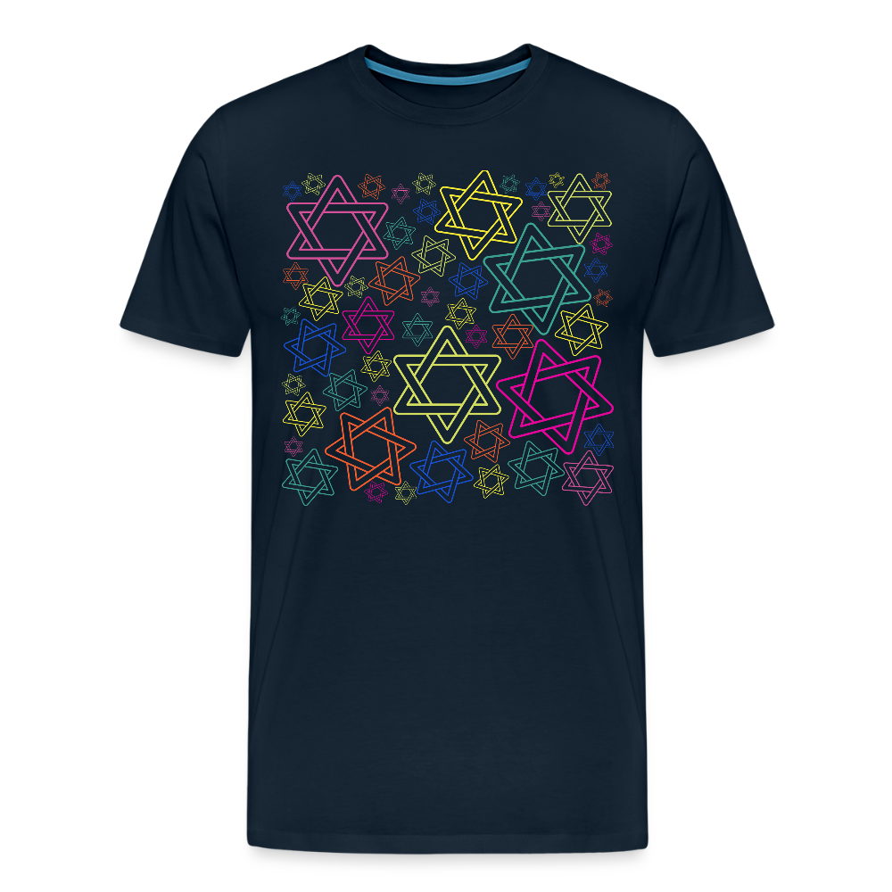 Neon Star of David Festival Men's Premium T-Shirt - deep navy