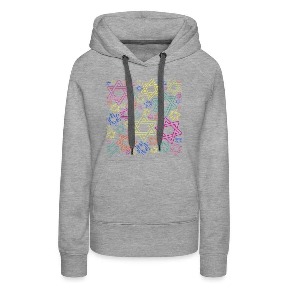 Neon Star of David Festival Women’s Premium Hoodie - heather grey